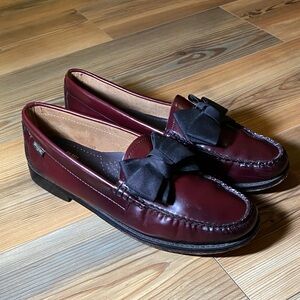 G.H.BASS Women's Lillian Bow Weejuns Loafer Flats Shoes Size 10 Burgundy